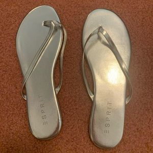 esprit silver flip flops, size 9.5
